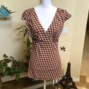 Max Studio Geometric Print Blouse - Black and Pink